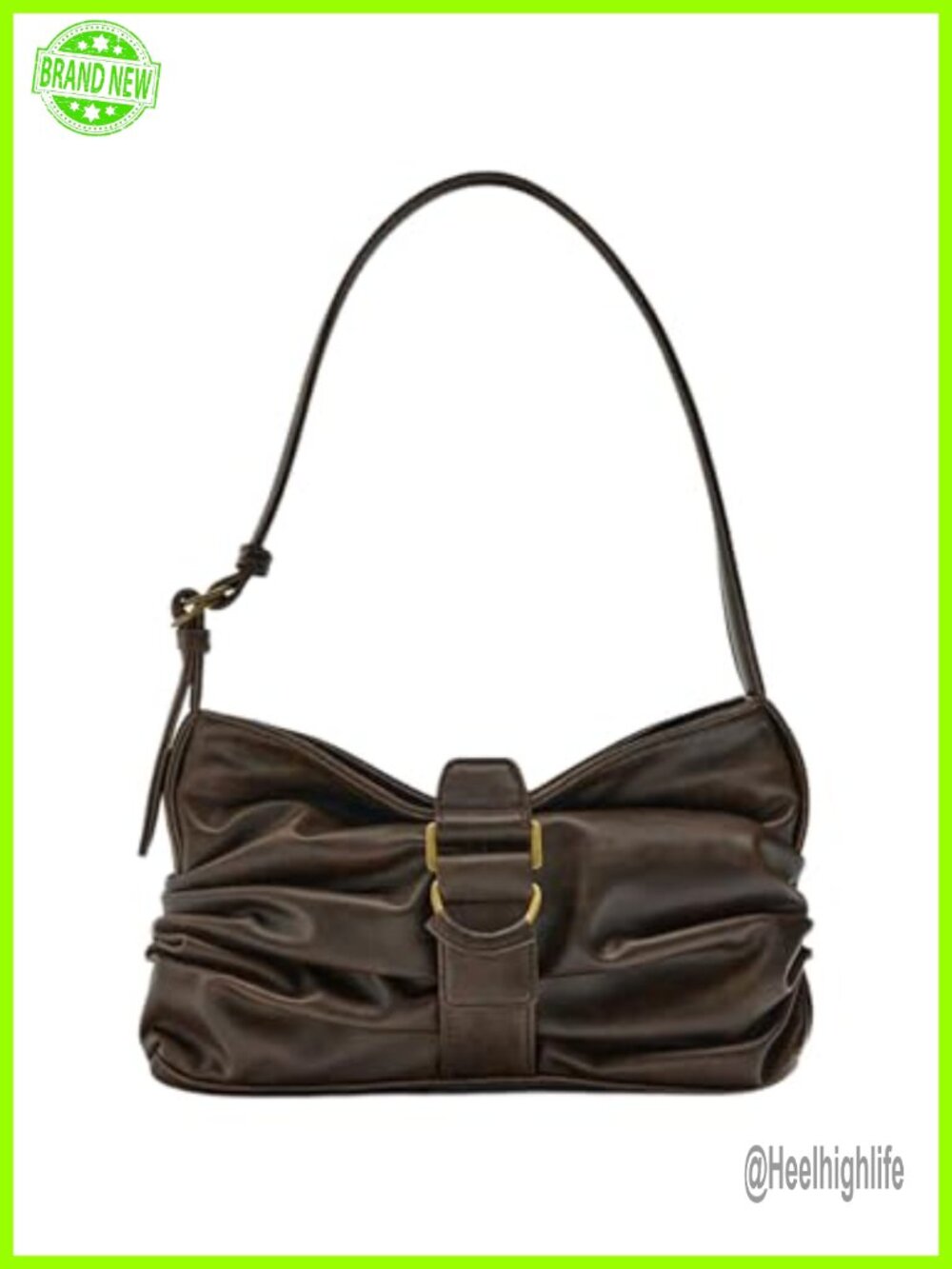 Faux Leather Ruched Y2K Shoulder Bag Vintage Punk Clutch Handbag